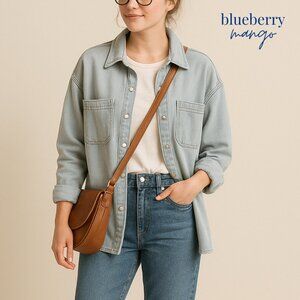 Maurices Washed Knit Denim Shacket Jacket OVERSIZED - Soft like a Sweatshirt
